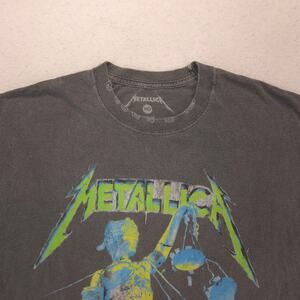 Metallica Band Crew Neck Graphic Short Sleeve T Shirt Mens Size Medium M Gray